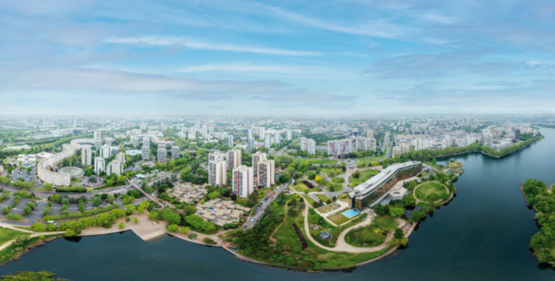 Vue de drone de Créteil et ses alentours