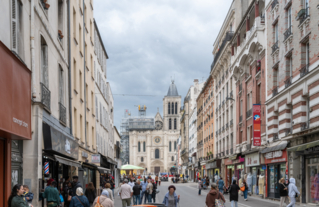 Vue sur la Basilique Cathédrale de Saint-Denis depuis la rue de la République